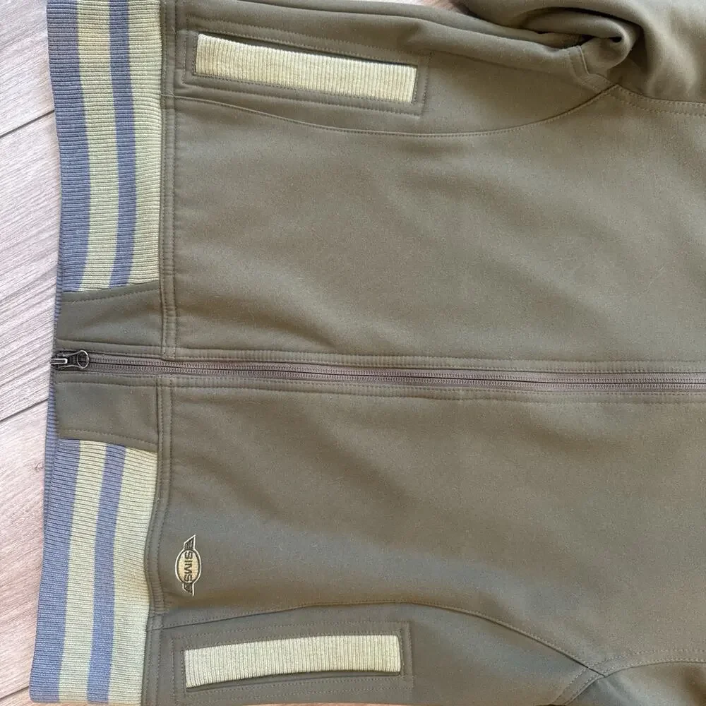 SIMS Bomber Jacket Women Large Olive Green Zip Bomber Sweater Free Shipping!